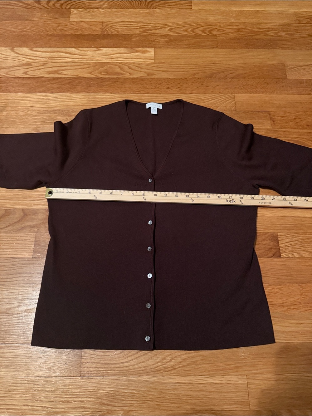 Charter Club Dark Brown Button-Front V-Neck Cardigan - Picture 7 of 10